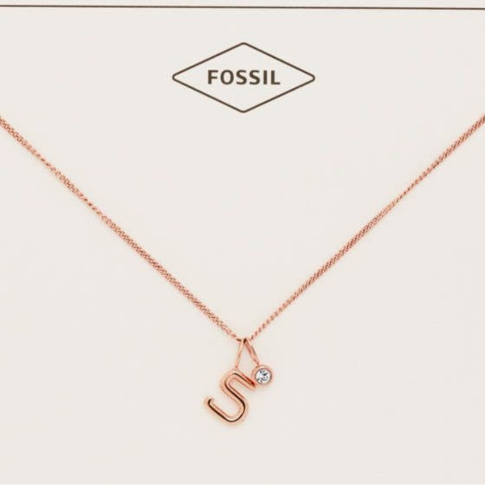 Fossil Gold Initial Necklace